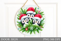 Christmas Penguin Door Sign. Christmas Door Sign Sublimation Product Image 1