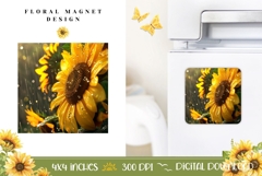 Flowers Magnet Print, Sunflowers Magnet Sublimation Product Image 1