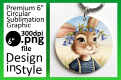 Chic Keychain Circle Design Template , Cute Bunny Product Image 1