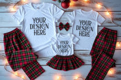 Christmas Family Matching Group Flat Lay T-Shirt Mockups Product Image 1
