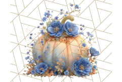 Pumpkin Clipart with Fall Flowers PNG Autumn Illustration Product Image 5