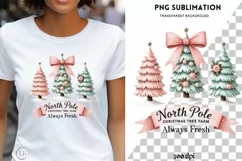 North Pole Christmas Tree Farm PNG, Coquette Pink Christmas Product Image 1
