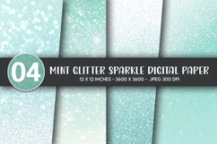 Mint Glitter Sparkle Digital Paper Product Image 1