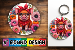 Blissful Round Keychains Sublimation, Cute Animals Product Image 1