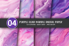 Purple Fluid Marble Digital Paper Product Image 1