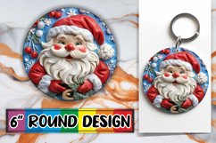 Winter 3D Santa Claus Keychain Round Design PNG Holiday Product Image 1