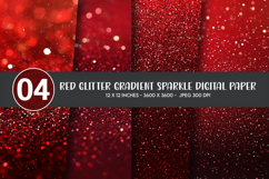 Red Glitter Gradient Sparkle Digital Paper Product Image 1