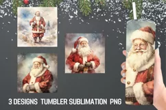 Retro Christmas Tumbler Wrap Sublimation Designs | Tumbler Product Image 1