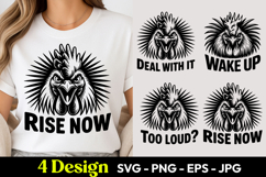Rise Now Rooster Design SVG PNG Product Image 1