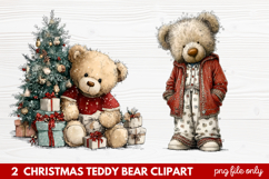 2 Christmas Teddy Bear Clipart | Cute Holiday Bear PNG Illus Product Image 1