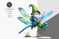 Gnome on dragonfly clipart, Gnome sublimation Product Image 1