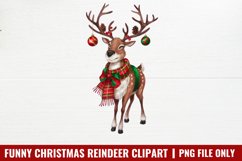 Funny Christmas Reindeer Clipart PNG Product Image 1