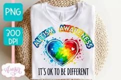Autism Awareness PNG sublimation, It's ok to be different Product Image 3