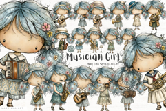 Whimsical Musician Girl Clipart Product Image 1