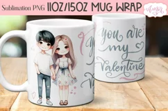 Cute Valentine's Day mug Wrap PNG for Sublimation Product Image 2