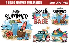Beach Babe PNG, Hello Summer Sublimation PNG Product Image 1