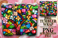 Stained Glass Tree Tumbler Wrap 20oz Colorful Sublimation Product Image 1