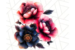 Gothic Floral PNG, Dark Aesthetic Flowers Clipart Print Product Image 5