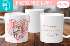 Happy Valentines day mug wrap, Cute gnomes mug PNG Product Image 2