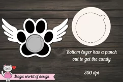 Dog paw with wings candy dome Svg, Paper Cut template Product Image 2