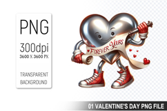 Watercolor Valentine Heart Character Clipart PNG Bundle Product Image 4