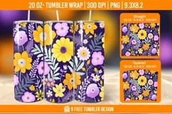 Cute Flower Seemless Tumbler Wrap Designs, Sublimation Wrap Product Image 1