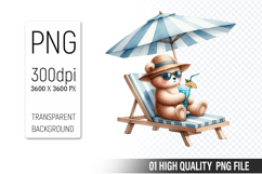 Summer Animals Clipart PNG Bundle, Beach Animals PNG Product Image 15