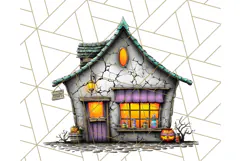 Halloween Buildings Clipart PNG, Haunted Houses Art Product Image 5