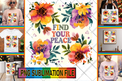 BLISSFUL TSHIRT Sublimation PNG, Flower Quote Product Image 1