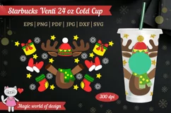 Deer with Snowflakes svg, Full Wrap Venti Cold Cup 24 oz Product Image 1