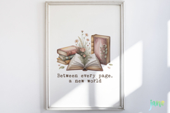 Cottagecore Books and Flowers Clipart Product Image 5