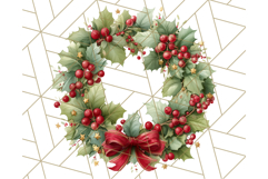 Christmas Wreath Clipart, Holiday Greenery PNG Illustrations Product Image 5
