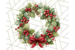 Christmas Wreath Clipart, Holiday Greenery PNG Illustrations Product Image 5
