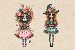 Watercolor Halloween Zombie Doll. PNG sublimation Product Image 3