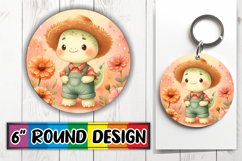 Unique Sublimation Round Ornaments PNG, Cute Dino Product Image 1