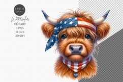 Patriotic clipart, Highland calf, 4th of July Product Image 1