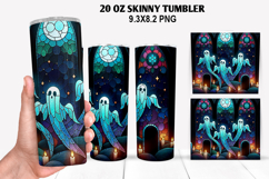 Ghost Skinny Tumbler 20oz Wrap Design, Halloween Tumbler Product Image 1