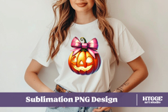 Coquette Halloween Pumpkin Iced Coffee PNG DTF Sublimation Product Image 2