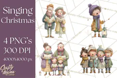 Christmas Carolers Clipart PNG, Holiday Choir Clip Art Product Image 1