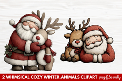 Whimsical Cozy Winter Animals Clipart | Cute Winter Wildlife Product Image 1