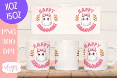 Happy Halloween mug wrap sublimation PNG, Pink Halloween mug Product Image 3