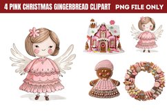 Pink Christmas Gingerbread sublimation Clipart PNG Product Image 1