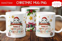 Funny Christmas mug wrap PNG, Christmas bunny mug png Product Image 1
