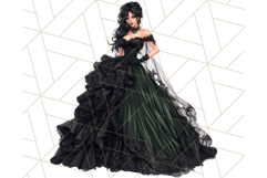 Victorian Gothic Wedding Dress PNG, Dark Bridal Clipart Product Image 5