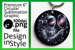 Charming Round Design Keychain PNG , Astronaut Product Image 1