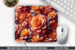 3D Flowers Mouse Pad Sublimation, Flowers Mouse Pad PNG Product Image 1