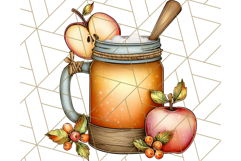 Fall Drink Clipart PNG, Cozy Autumn Cocoa and Latte Art Product Image 5