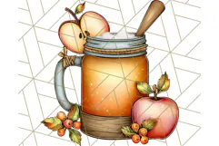 Fall Drink Clipart PNG, Cozy Autumn Cocoa and Latte Art Product Image 5