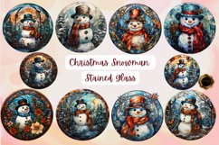 Snowman stained glass ,Christmas Clipart Product Image 1