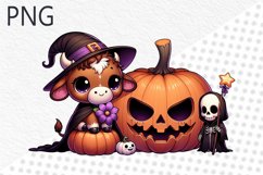 Halloween Cow Sublimation - Clipart PNG Design Product Image 1